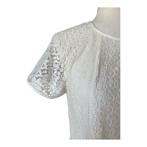 Banana Republic Lace Blouse Ivory Top Short Sleeve Boho Preppy Coquette Girl 10 - Picture 3 of 9